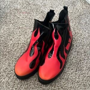 Iron Fist Red and Black Flame Ankle Boots